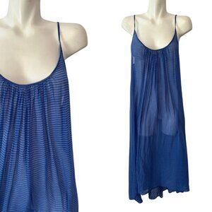 MIKOH Swimwear Sardinia Long Silk Cover Up Dress Blue Stripe Size 1 Small